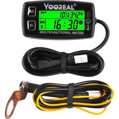 Jauge de température de moteur numérique,compteur d’heures de tachymètre,Avertissement de surchauffe/survitesse,étanche pour scooter souffleuse à neige vélo moto tracteur de pelouse générateur (1/5)