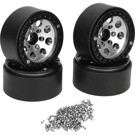 Stück 1,9-Zoll-RC-Räder aus Aluminiumlegierung für Axial SCX10 II III, stabile Räder für RC-Cars, silberfarben (1/5)