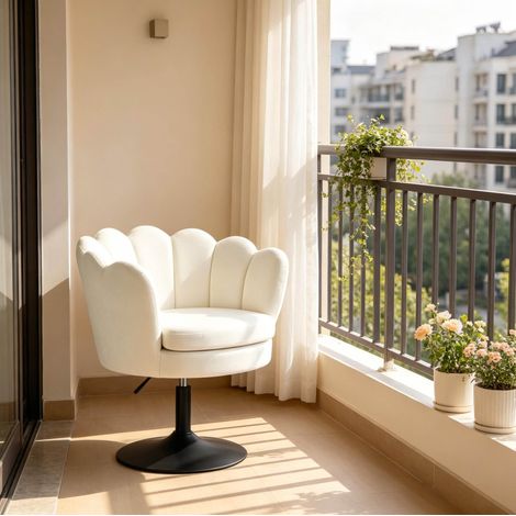 Tabouret de bar avec dossier, pivotant et réglable en hauteur, velours, beige HAVRYA (1/5)