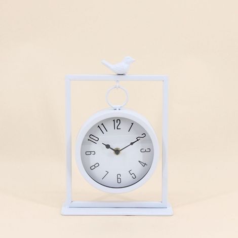 Horloge à poser en métal blanc 27cm (1/5)