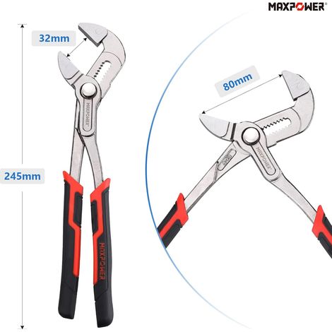 MAXPOWER 250 mm Multifunktionszange, 2-in-1 Multifunktionszange, maximale Maulöffnung: 80 mm, Feineinstellung per Knopfdruck, Chrom-Vanadium-Stahl (1/5)