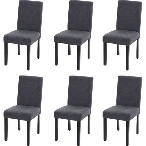Lot de 6 chaises de salle à manger Chaise de cuisine Littau textile, gris anthracite, pieds foncés (1/5)
