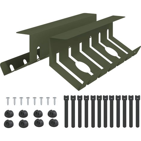 Under Desk Cable Management Tray 2 pcs Olive Green vidaXL (1/5)