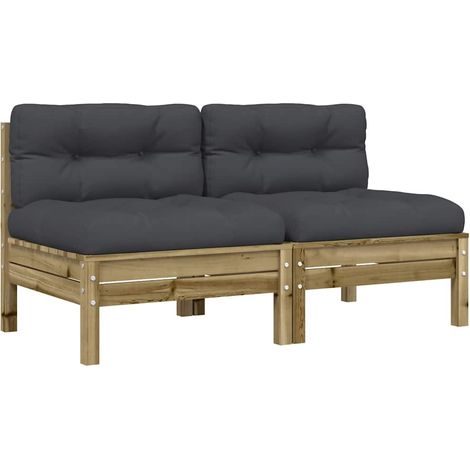 Maison Exclusive - Divani Giardino Senza Braccioli con Cuscini 2pz Pino Impregnato (1/5)