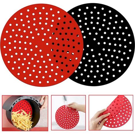 2er-Pack wiederverwendbare Silikon-Heißluftfritteusen-Einlagen mit magnetischer Luftzufuhr