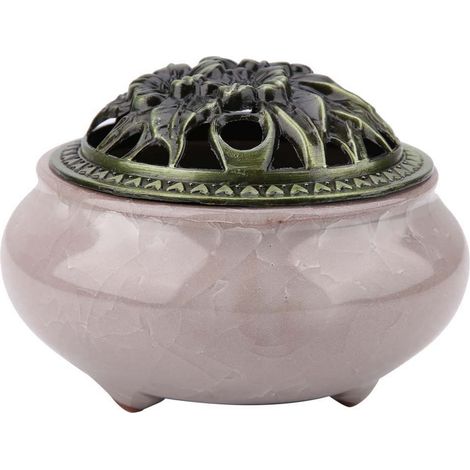 Brûleur d'Encens Céramique Fissuré Gris Diamant - Porte-Encens Déco Maison & Salon de Thé (1/5)