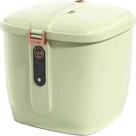 Contenant À Riz - 20 kg - Couvercle À Basculement Automatique - Étanche - Pour Riz Céréales Farine Légumineuses Sucre Café - Vert Clair