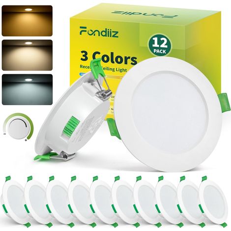 Lot de 20 Spot LED Encastrable 68mm, 5W 220V Spots de Plafond Encastre Blanc Chaud 2700K Blanc Neutre 4000K Blanc Froid 6000K Réglable, IP44 Spot Salle de Bain LED pour Salon Cuisine, Rond (1/5)