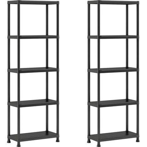 Keter Plus Regal 60/5, 2er-Set, 5 Böden, 60×30×174 cm, schwarz, Kunststoff