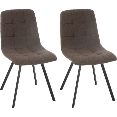 Chaises en métal noir et tissu bouclette (lot de 2) - OLIVIA (1/5)