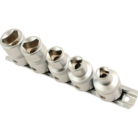 Bgs Technic – Jeu de 5 douilles triangulaires 1/2 – Acier chrome vanadium – M5 (8 mm), M6 (10 mm), M8 (12 mm), M10 (15 mm), M12 (16,5 mm)