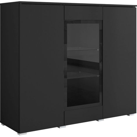 Aparador Mirfivo 103, Grafito, 104x120cm, Número de puertas: 040cm, Aglomerado laminado, Vidrio templado (1/5)