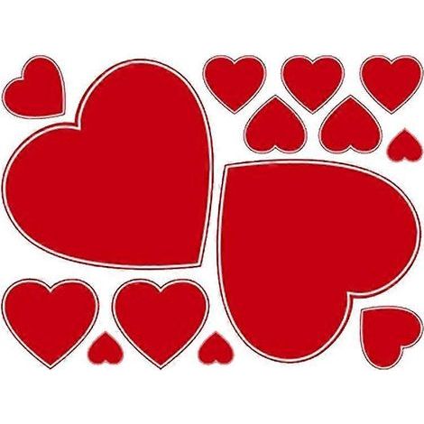 planche d'autocollants de sol pour la Saint-Valentin, autocollants rouges en forme de cœur romantique-40.00X30.00X0.01CM-Red (1/4)