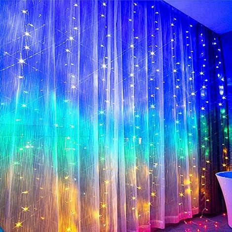 Guirlande lumineuse rideau BCC 300 LED 3 m x 3 m, 8 modes d'éclairage, étanche IP44, usage intérieur et extérieur, Noël, mariage, anniversaire, multicolore