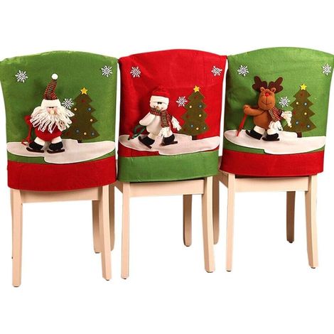 Housse De Dossier De Chaise De Noel - 19,6 X 23,5 Pouces - Pour Decoration De Table Festive - Lot De 3 (1/5)
