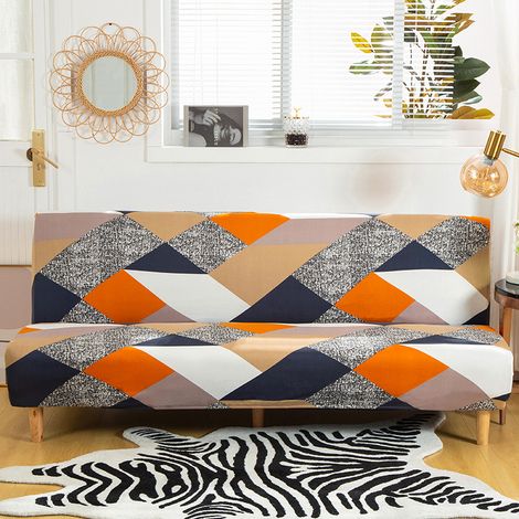 Housse de Canapé sans Accoudoir Extensible,Couverture de Canapé sans Bras Universel Tout Couvert Canapé Pliant Protecteur,Facile à Installer et Nettoyer,Housse de Clic Clac 3 Places,boîte (1/2)