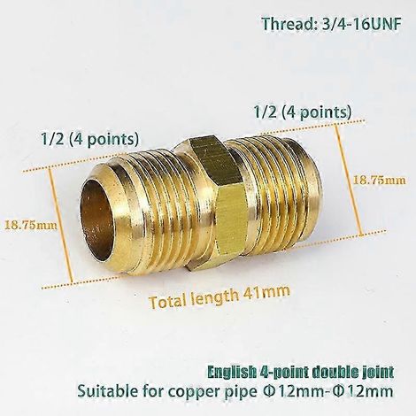 Raccords réducteurs à diamètre égal 25-26, diamètre extérieur de tuyau évasé 1/4", 5/16", 3/8", 1/2", 5/8", 3/4", 7/8", raccords de tuyauterie en laiton standard SAE pour climatisation (A4) (1/5)