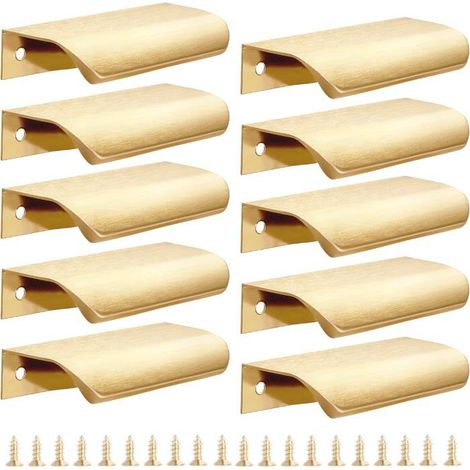 HOXILEELEO - 10pcs poignées de placard de cuisine dorées–Poignées de 80 mm pour armoires et tiroirs,poignées modernes en aluminium-laiton brossé (1/5)