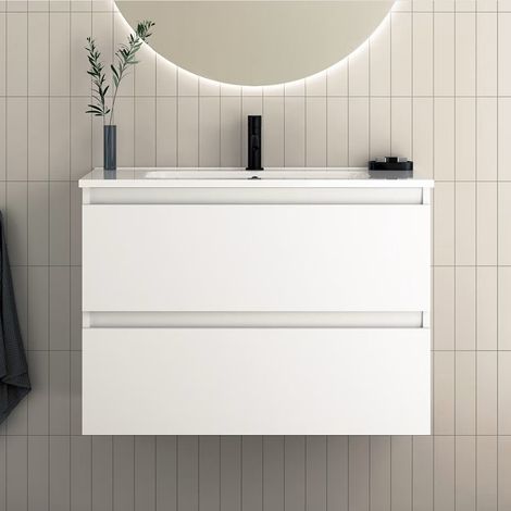 ROYO KENA Mueble+Lavabo Suspendido 2 Cajones Blanco - Medida: 100 cm - ref: C0077930