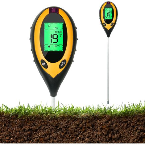Testeur de pH du Sol 4 en 1,Testeur pour pH/Température/Humidité/Lumière,Testeur Humidité Plante,ph Metre pour Jardinage,Pelouse,Agriculture et Plantes d'Extérieur (1/5)