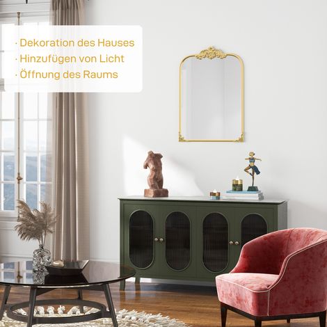 Miroir mural design, 60 x 3 x 87 cm, cadre doré, décoration intérieure raffinée (1/4)