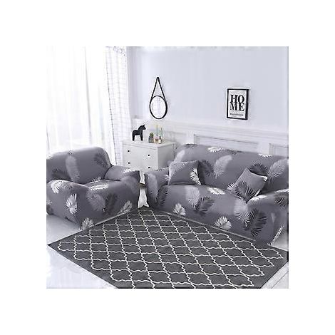 Stretch-Sofabezug, bedruckter Couchbezug, Sesselbezug für Polstersofas, elastischer Universal-Möbelschutz mit 2 Kissenbezügen, katzensicher
