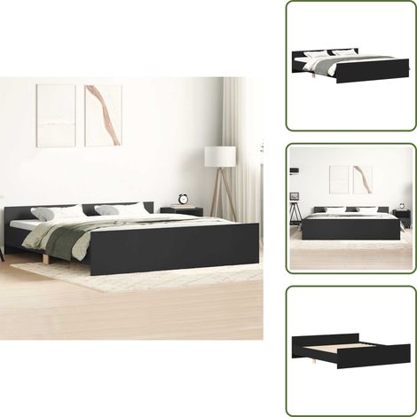 The Living Store Cadre de lit sans matelas noir 200x200 cm - Cadre De Lit - Lit Deux Personnes - Lit Noir - Lit Design - Literie (1/5)