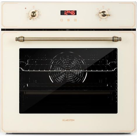 Elizabeth Elektrischer Einbaubackofen Retro-Design Umluft / Oberhitze / Unterhitze / Grill 2200 Watt 70 l Volumen EEK A Temperatur: 50 - 250 °C Messingoptik Garzeittimer: bis 10 h Display (1/5)