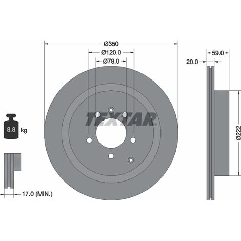 Lot de 2 Disques de frein Textar 92147703 LAND ROVER 4H221027EA 4H221027EB