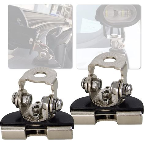 Supports de montage pour barre lumineuse de travail à LED, 2 pcs, support de montage pour capot, réglable, universel, support pilier de fixation pour pince de barre, en acier inoxydable (1/5)