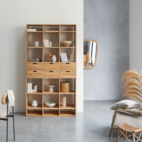 Bibliothèque en bois de chêne 120 x220 Miho (1/5)