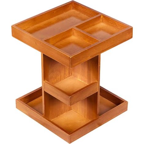 360° Rotatable Wooden Cosmetic Organiser, Desktop Display Storage Case, Multipurpose Vanity Shelf for Makeup, Skincare, Perfume & Craft, Home Bedroom Bathroom Organisation (1/5)
