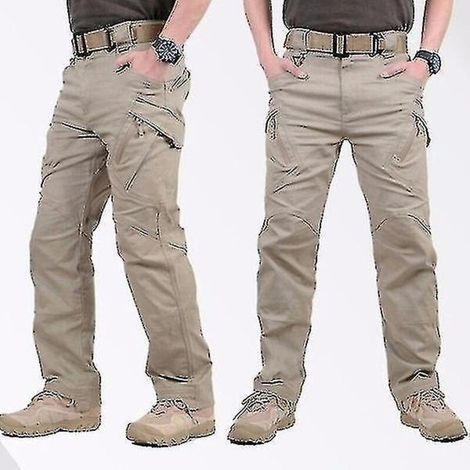 Herren-Taktikhose, SWAT-Hose, Wanderhose mit vielen Taschen, Trainingshose, Militärhose – XXL – Khaki (1/5)