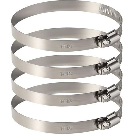 Lot de 4 colliers de serrage en acier inoxydable Ajustables 141mm à 165mm Fixation étanche pour tuyaux et câbles souples (1/5)