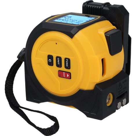 Mètre laser 3 en 1 : niveau laser, ruban de 5 m avec formule de Pythagore, mesure de surface et de volume, conversion d'unités m/ft/in, jaune, 5 m + 60 m (1/3)