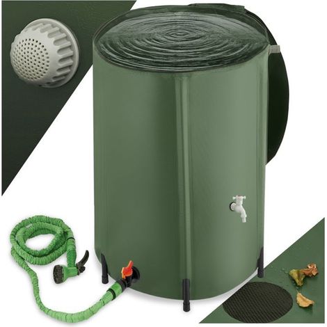 1 récupérateur d'eau de pluie, pliable, filtre anti-saleté, résistant aux intempéries, pour jardin et nettoyage voiture