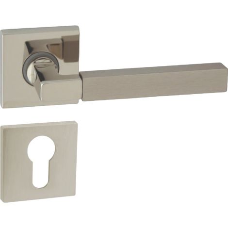 DOMINO Poignée de porte HELENA QR M7/M9 PZ Poignée avec plaque PZ pour cylindre profilé Chromé/Nickel (1/5)