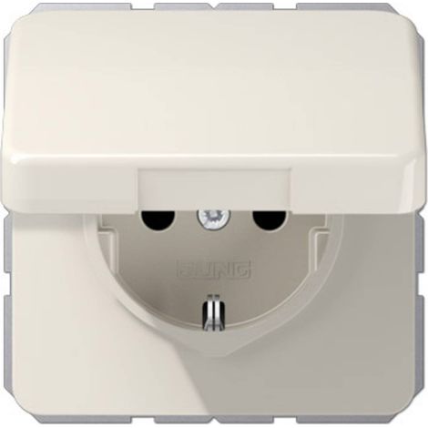 Jung 1 parte Frutto Presa schuko con coperchio ribaltabile Bianco crema CD1520BFKL 1 pz. (1/2)