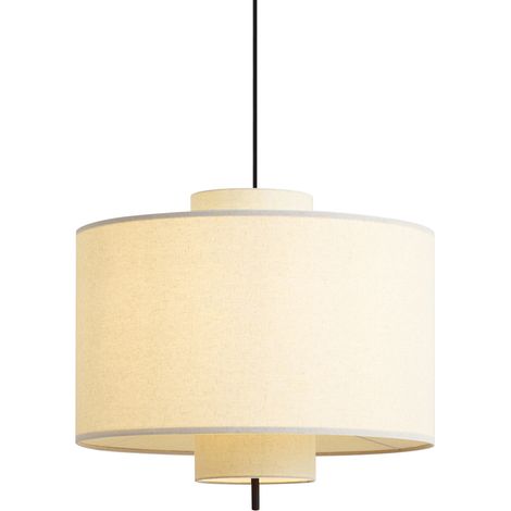 QAZQA Japandi Pendant Lamp Black with White Linen Shade 50cm - (1/5)