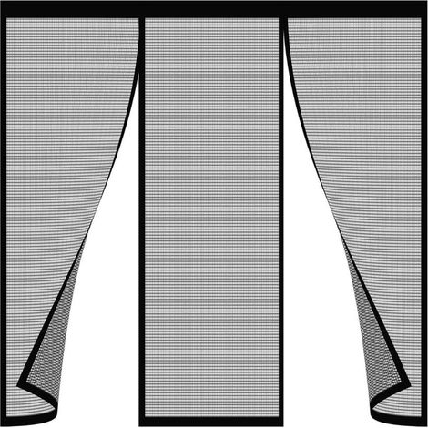 Moustiquaire 180x210cm Fermeture Automatique Aimantée Anti Insecte Fenêtre Porte Balcon Noir (1/5)