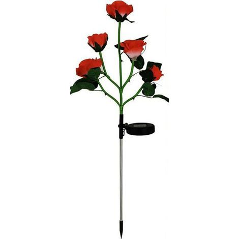 Prise solaire au soldirigéLa lampe a la forme d'une rose réaliste et est utilisée comme décoration de Noël.—rouge (1/5)