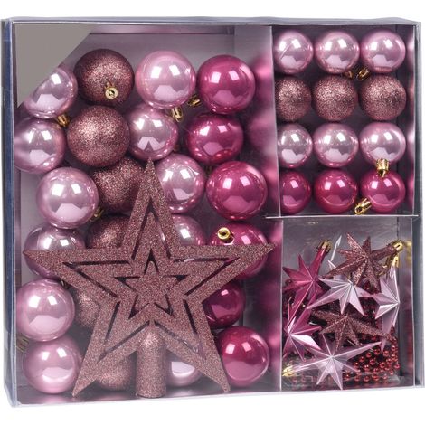 Kunststoff Christbaumschmuck 45 Teile Set - bordeaux - Shatterproof Weihnachtskugeln bruchsicher - Tannenbaum Weihnachtsbaum Christbaum Zierschmuck
