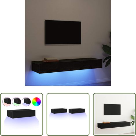 TV-Schrank - TV-Schränke mit LED-Leuchten 2 Stk. Schwarze Eiche 60x35x15,5 cm (1/5)