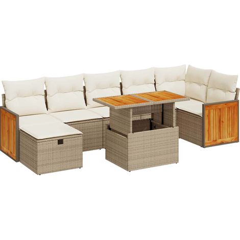 Maison Exclusive - Salon de jardin avec coussins 5 pcs beige résine tressée (1/5)