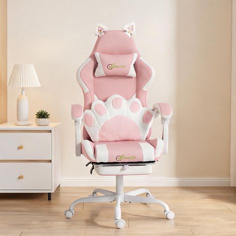 Chaise de bureau coloris rose en similicuir 63,5 x 53 x 128 cm (1/5)