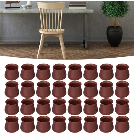 Protections pour pieds de chaise pour parquets, lot de 32 protections en silicone, patins en feutre pour protéger les parquets des rayures et du bruit, assurant un déplacement fluide des chaises. (1/5)