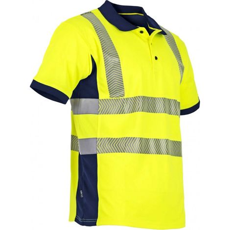 Kurzärmeliges Sichtschutz-Poloshirt, UV-beständig - T7 XXXL - Leuchtgelb/Marine - LMA - 9153 T7 (1/2)