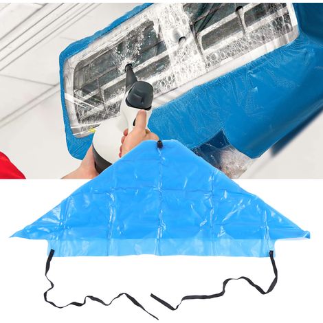 Blaue dreieckige Reinigungsabdeckung für Klimaanlagen (130 cm x 60 cm) mit Abzieher und wasserdichter Abdeckung. (1/5)