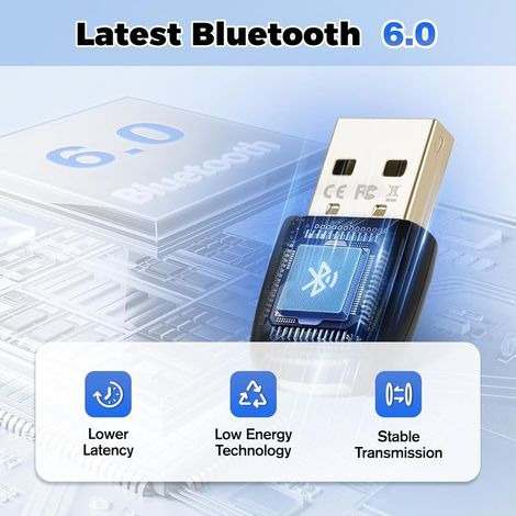 Bluetooth 6.0 USB-Adapter – Bluetooth-PC-Dongle für Windows 11/10/8.1, Plug-&-Play-Bluetooth-Stick, Bluetooth-USB-Adapter, Bluetooth-PC-Adapter für Kopfhörer, Maus und Tastatur (1/5)