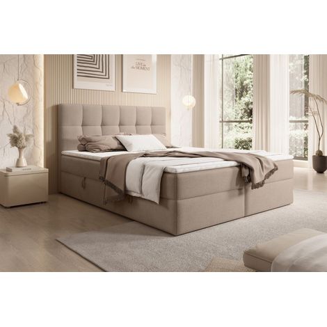 Boxspringbett Schlafzimmerbett ARTURO 180x200cm Stoff Freya Kakao (1/4)